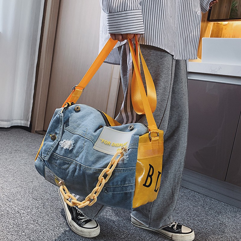 Luxury Bags Blue - Modna damskie torebki na ramię dżinsowa