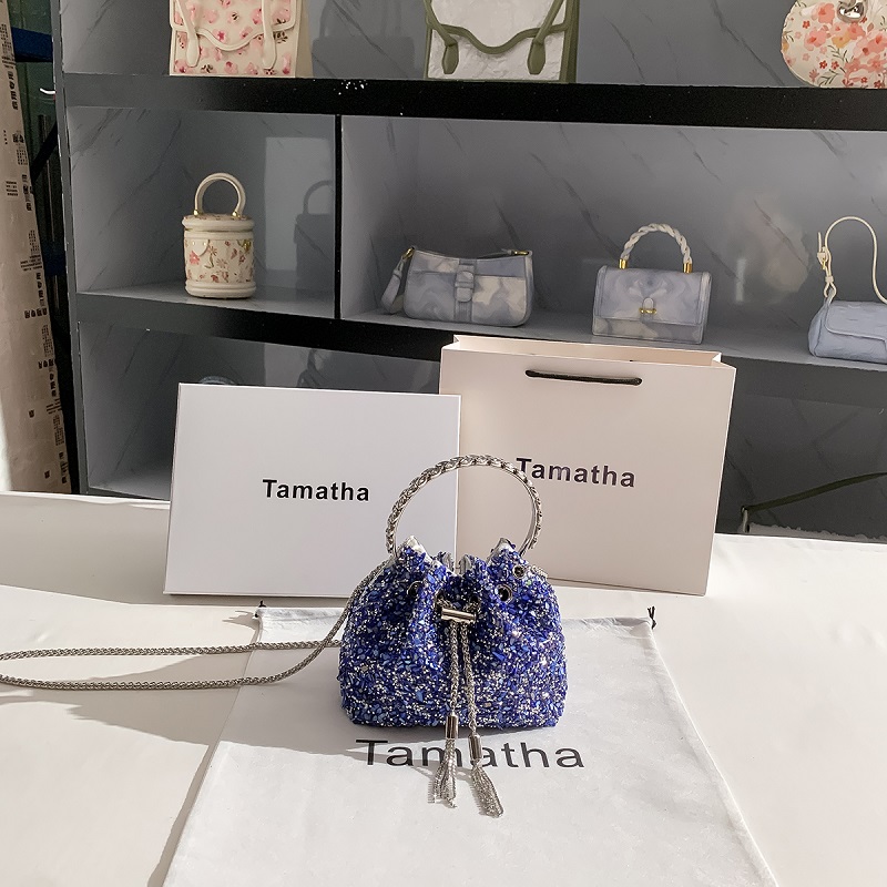 Luxury Bags Blue - Luksusowa Torebka Wiaderko z Niebieskimi Kamieniami,