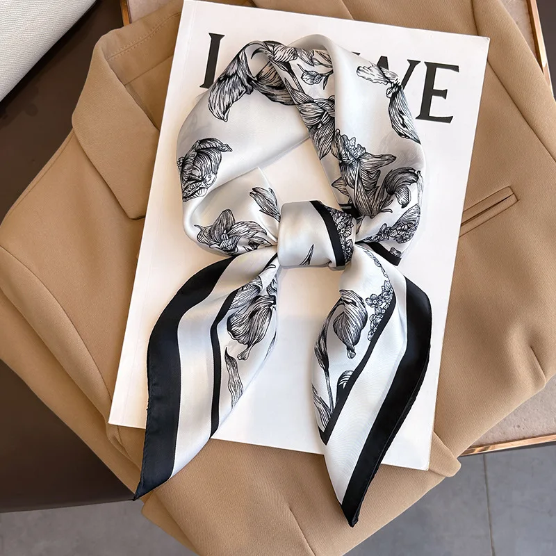 Discount Luxury Bags - 70*70cm luksusowy kwiatowy nadruk jedwabny kwadratowy
