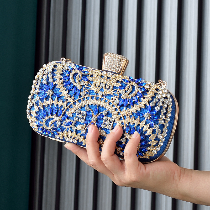 Luxury Bags Blue - Damska Kopertówka Wieczorowa Luksusowa Niebieska Torebka