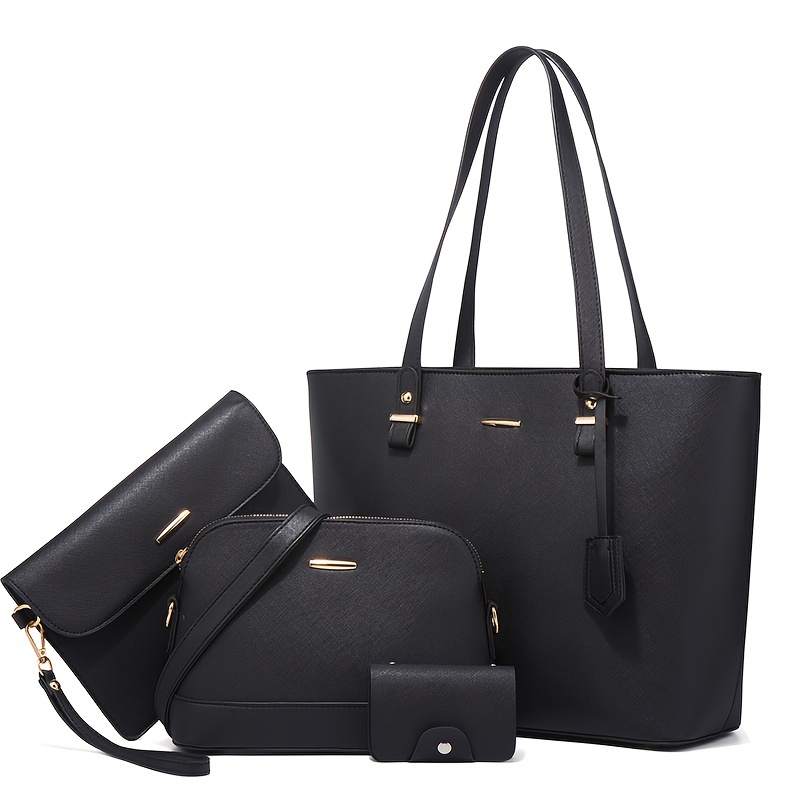 Shoulder Bag Slouchy - 4-częściowy zestaw toreb damskich, jednokolorowa torba