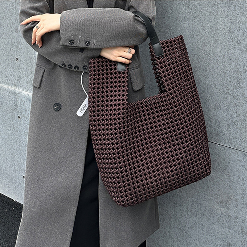 Luxury Bags Big - Torebka damska luksusowa, ażurowa, tkana, o